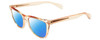 Profile View of Rag&Bone 1051 Designer Polarized Reading Sunglasses with Custom Cut Powered Blue Mirror Lenses in Crystal Peach Orange Ladies Panthos Full Rim Acetate 53 mm