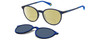 Profile View of Polaroid PLD-6137/CS Designer Polarized Reading Sunglasses with Custom Cut Powered Sun Flower Yellow Lenses in Navy on Royal Blue Unisex Round Full Rim Acetate 52 mm