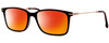 Profile View of Carrera 205 Designer Polarized Sunglasses with Custom Cut Red Mirror Lenses in Matte Black Gunmetal Unisex Rectangular Full Rim Acetate 52 mm