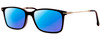 Profile View of Carrera 205 Designer Polarized Reading Sunglasses with Custom Cut Powered Blue Mirror Lenses in Matte Black Gunmetal Unisex Rectangular Full Rim Acetate 52 mm