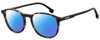 Profile View of Carrera 215 Designer Polarized Sunglasses with Custom Cut Blue Mirror Lenses in Gloss Tortoise Havana Black Unisex Panthos Full Rim Acetate 51 mm