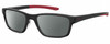 Profile View of Under Armour UA-5000/G Designer Polarized Reading Sunglasses with Custom Cut Powered Smoke Grey Lenses in Gloss Black Coral Red Mens Rectangle Full Rim Acetate 55 mm