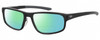 Profile View of Under Armour UA-5014 Designer Polarized Reading Sunglasses with Custom Cut Powered Green Mirror Lenses in Gloss Black Matte Grey Mens Oval Full Rim Acetate 56 mm