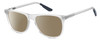 Profile View of Under Armour UA-5018/G Designer Polarized Sunglasses with Custom Cut Amber Brown Lenses in Crystal Grey Navy Blue Unisex Square Full Rim Acetate 54 mm