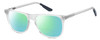 Profile View of Under Armour UA-5018/G Designer Polarized Reading Sunglasses with Custom Cut Powered Green Mirror Lenses in Crystal Grey Navy Blue Unisex Square Full Rim Acetate 54 mm