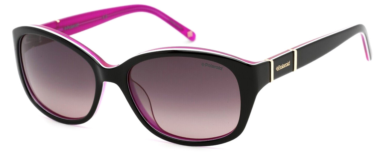 Profile View of Polaroid 4019/S Women Sunglasses Black Purple White Gold/Polarized Burgundy 54mm