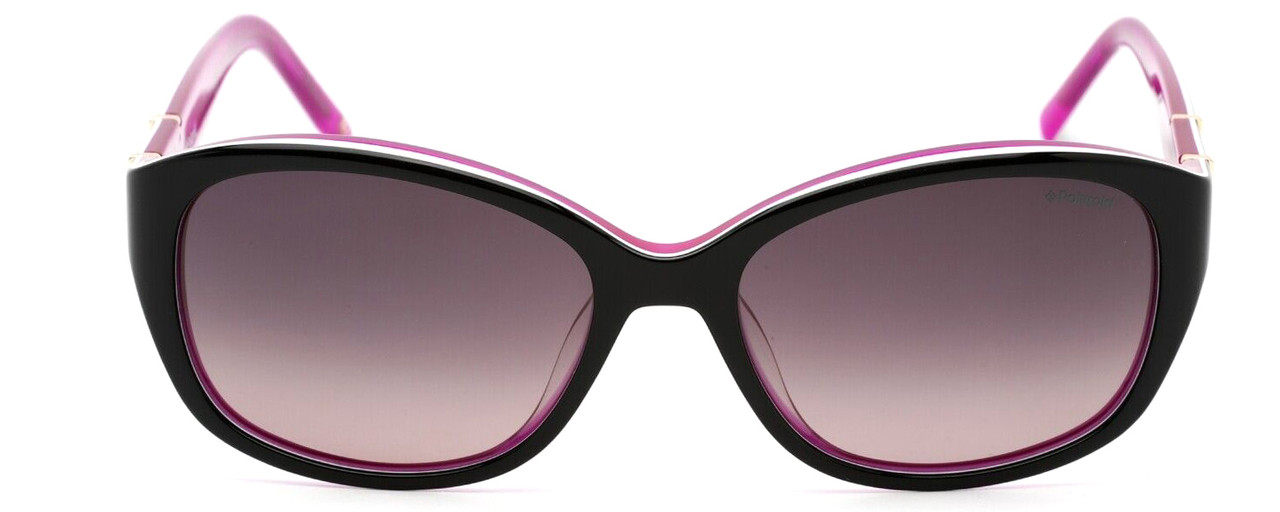 Front View of Polaroid 4019/S Women Sunglasses Black Purple White Gold/Polarized Burgundy 54mm