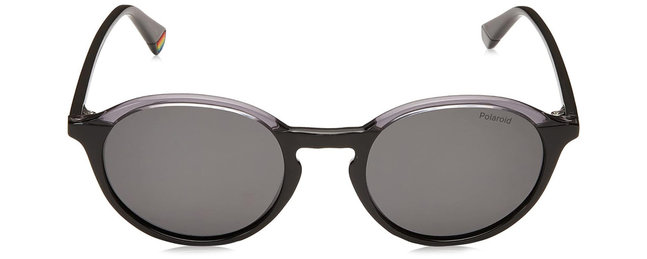 Front View of Polaroid 6125/S Unisex Designer Sunglasses in Black Crystal/Polarized Grey 50 mm