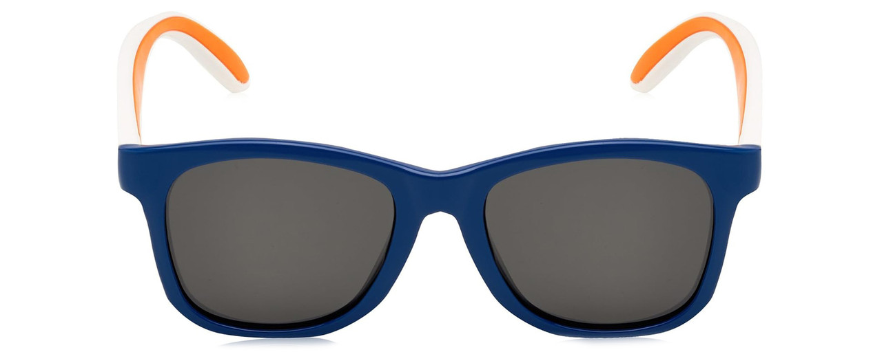 Front View of Polaroid Kids 8001/S Unisex Sunglasses in Blue White Orange/Polarized Grey 48 mm