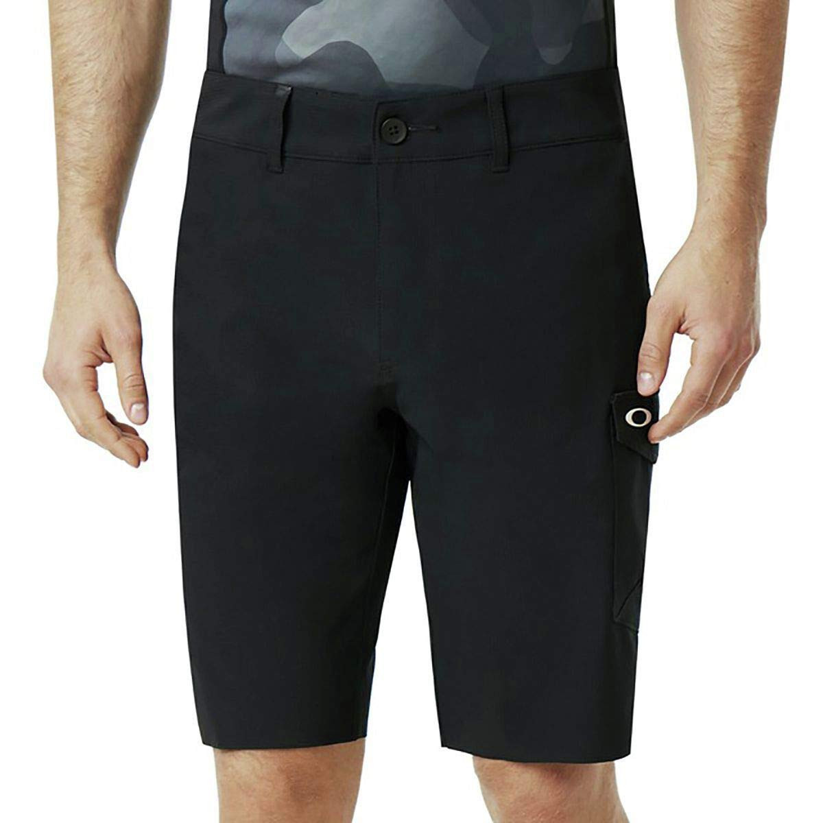Primary image of Oakley Men's Hybrid Cargo Shorts 21, Blackout Black 31 Waist Ellipse Logo Pocket