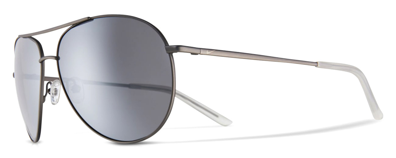 Profile View of NIKE Chance-EV1217-010 Pilot Sunglasses Gunmetal/Polarized Silver Mirror 61 mm