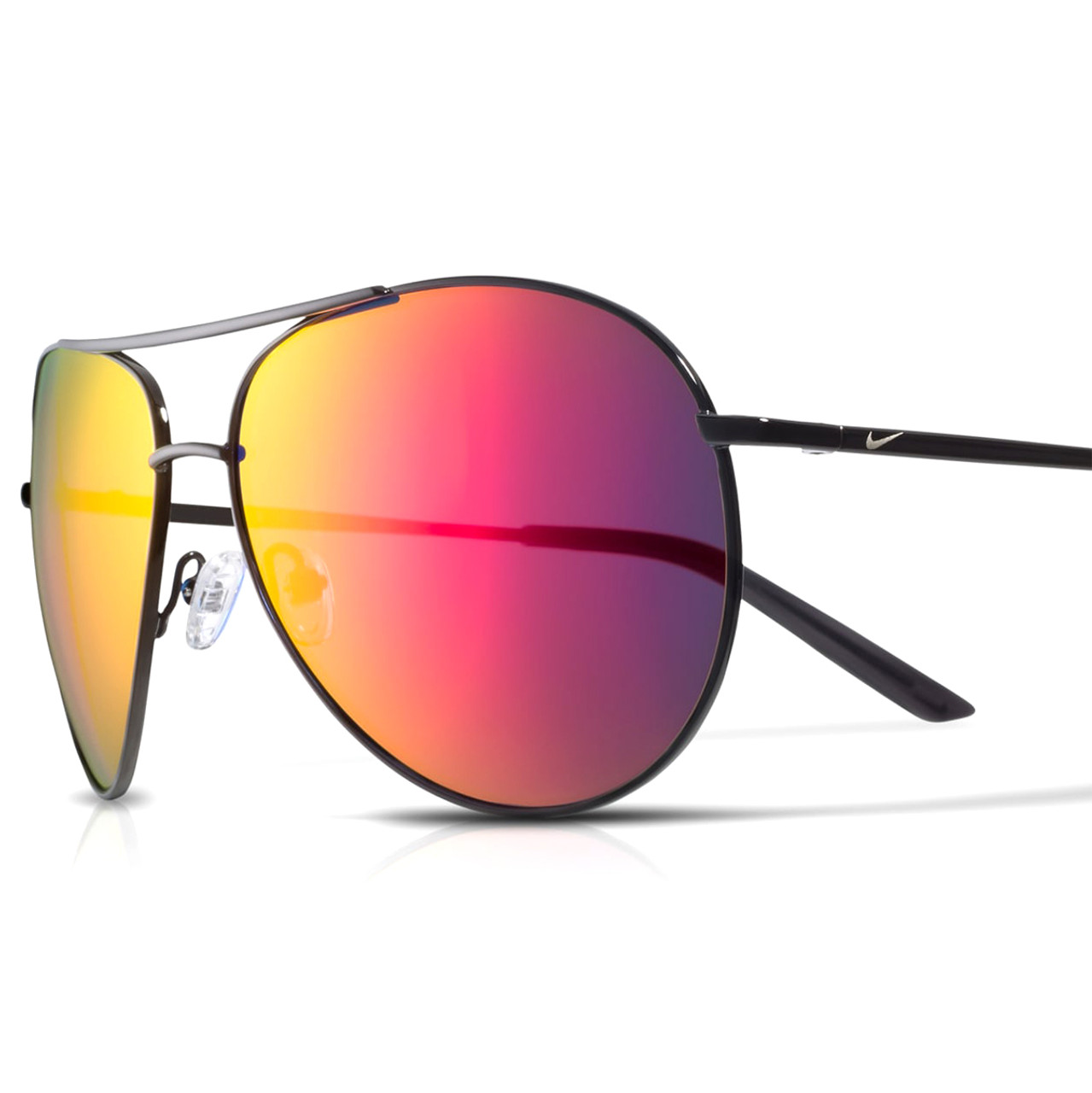 Side View of NIKE Chance-M-016 Unisex Pilot Sunglasses Black Grey/Polarized Red Mirror 61mm