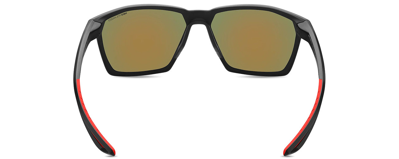 Close Up View of NIKE Maverick-P-EV1097-010 Unisex Sunglasses in Black/Polarized Red Mirror 59 mm