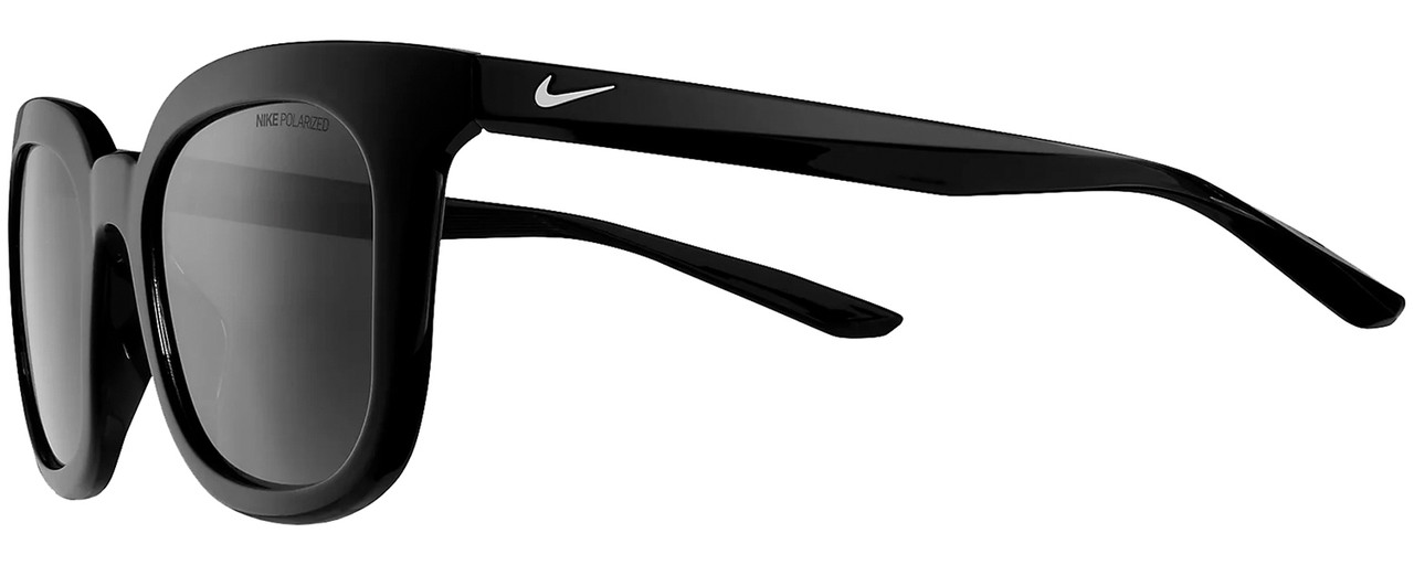 Profile View of NIKE Myriad-P-CW4720-010 Women's Sunglasses in Black Silver/Polarized Grey 52 mm