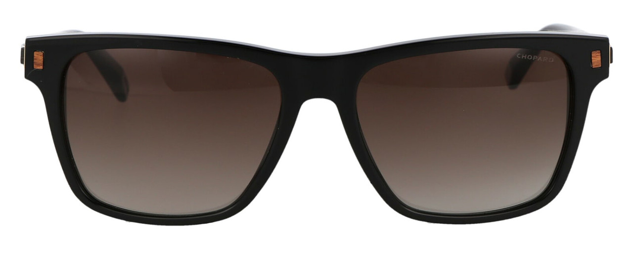 Front View of Chopard SCH312 Unisex Sunglasses Black Grey/Polarized Smoke Brown Gradient 53 mm