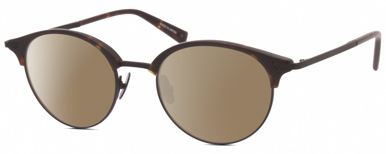 Profile View of John Varvatos V407 Designer Polarized Sunglasses with Custom Cut Amber Brown Lenses in Dark Brown Tortoise Havana Black Unisex Panthos Full Rim Metal 50 mm