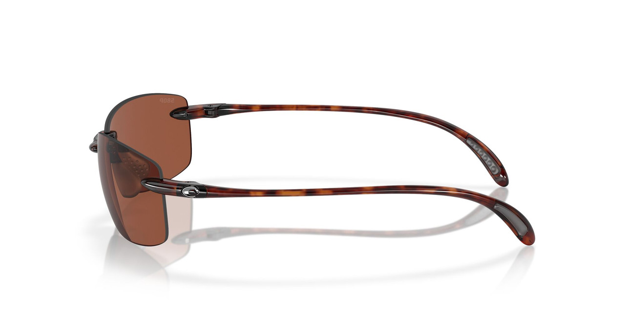 Side View of Costa Del Mar Ballast Rimless Sunglass Tortoise/Polarized Copper Brown 580P 60mm