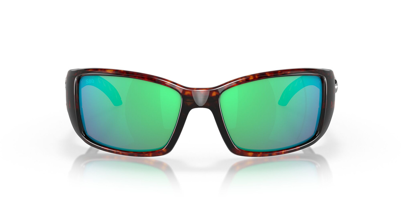 Front View of Costa Del Mar Blackfin Unisex Sunglass Tortoise/Polarized Green Mirror 580G 62mm