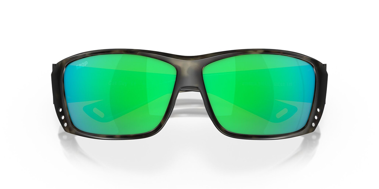Close Up View of Costa Del Mar Cat Cay Sunglasses Brown Wetlands/Polarized Green Mirror 580P 61mm