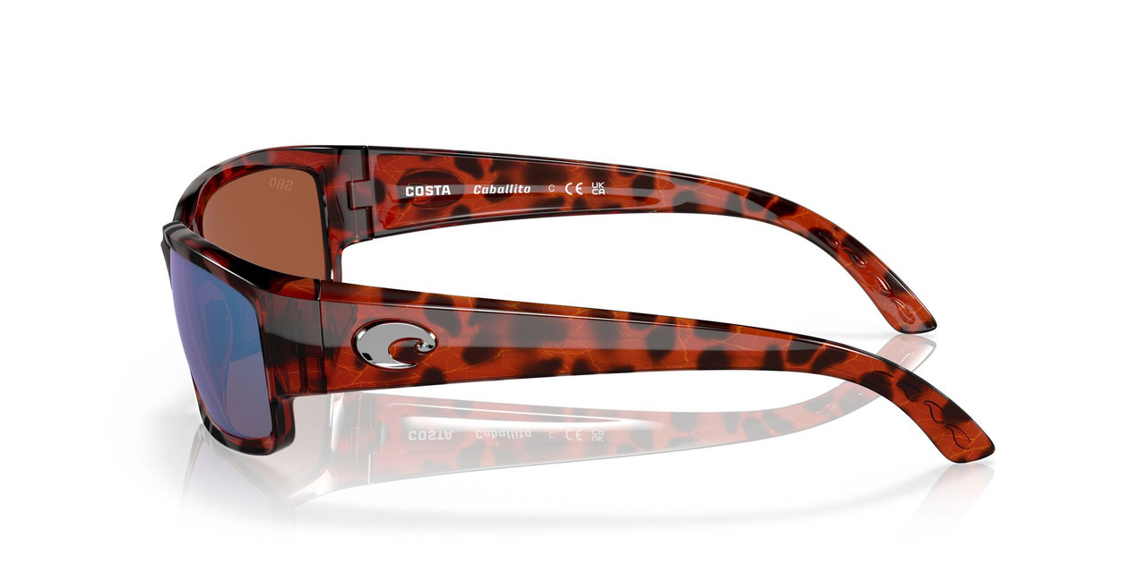 Side View of Costa Del Mar Caballito Sunglass Tortoise/Polarized Green Mirror 580G GLASS 59mm