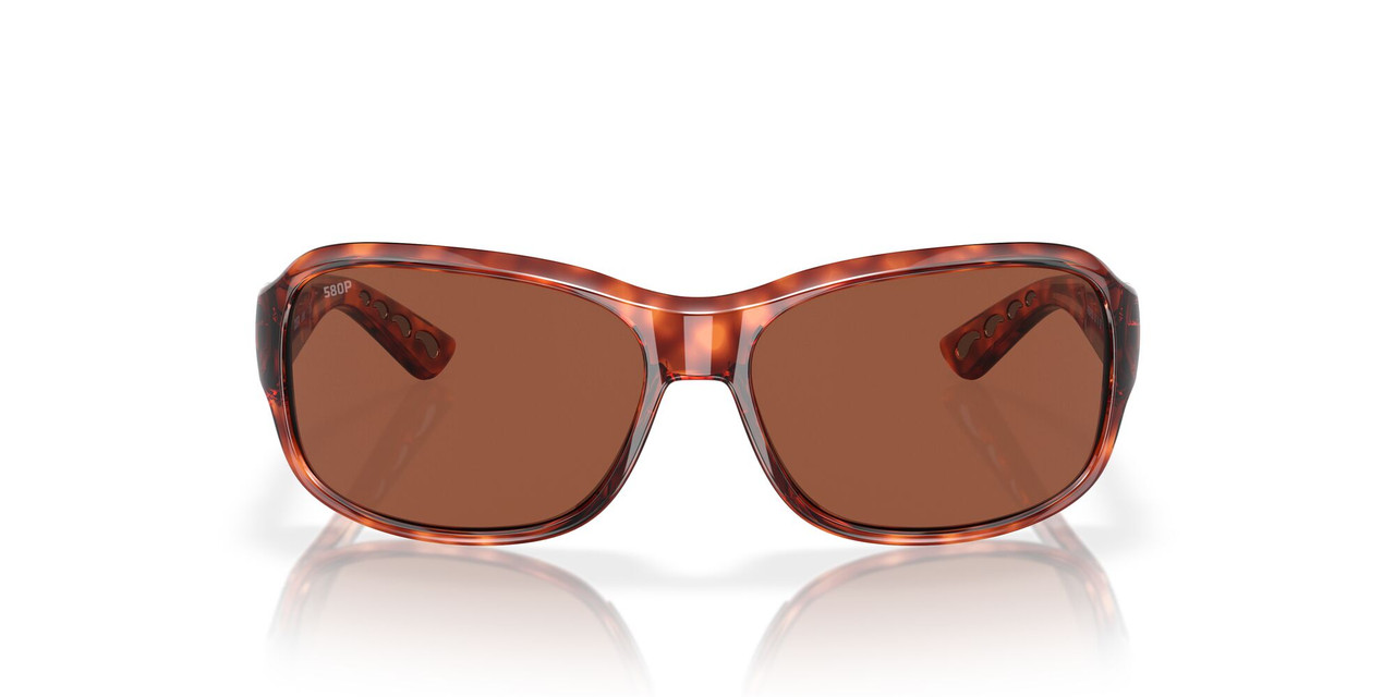 Front View of Costa Del Mar Inlet Womens Sunglasses Tortoise Havana/Polarized Copper 580P 58mm