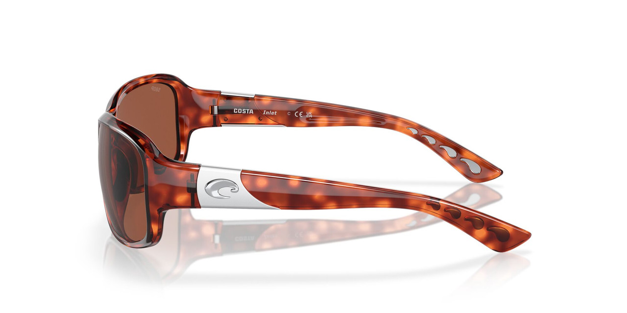 Side View of Costa Del Mar Inlet Womens Sunglasses Tortoise Havana/Polarized Copper 580P 58mm