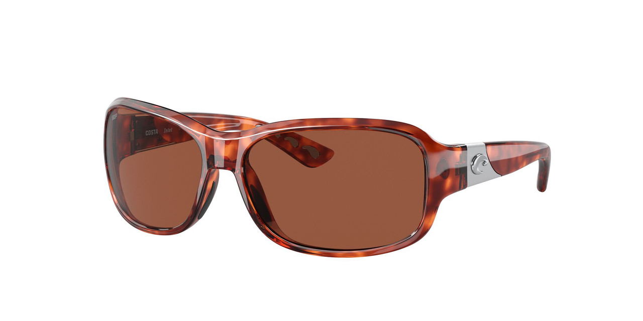 Close Up View of Costa Del Mar Inlet Womens Sunglasses Tortoise Havana/Polarized Copper 580P 58mm Alternate 1