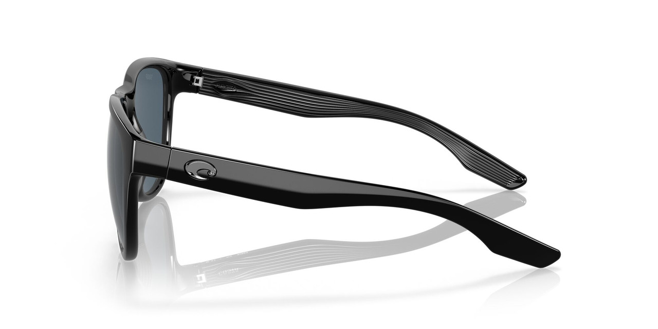 Side View of Costa Del Mar Irie Unisex Panto Designer Sunglass Black/Polarized Gray 580P 55mm