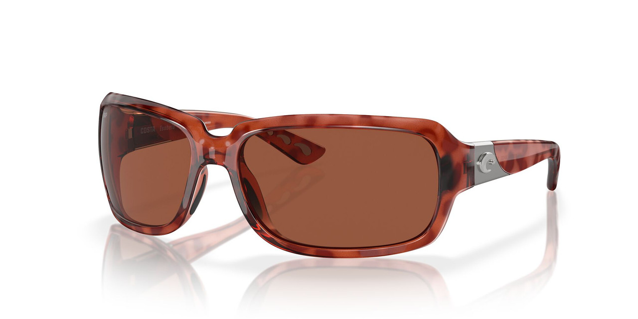 Profile View of Costa Del Mar Isabela Womens Sunglass Tortoise Havana/Polarized Copper 580P 64mm