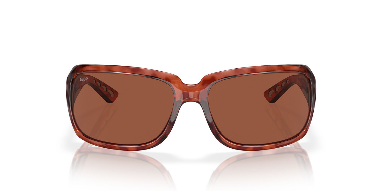 Front View of Costa Del Mar Isabela Womens Sunglass Tortoise Havana/Polarized Copper 580P 64mm