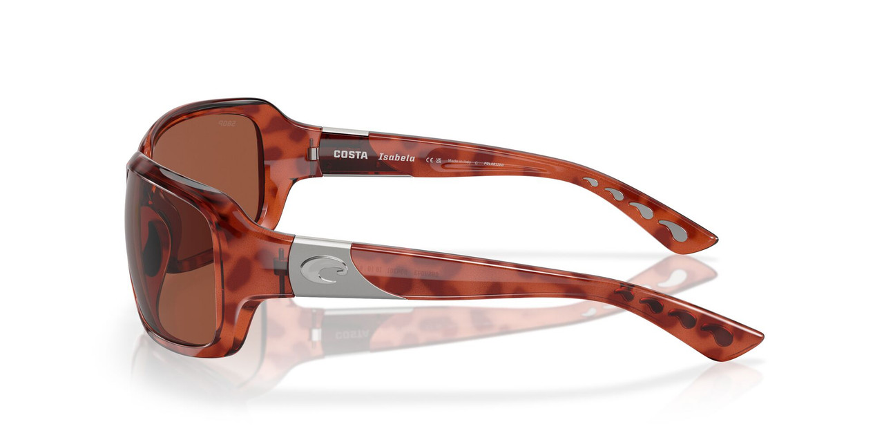 Side View of Costa Del Mar Isabela Womens Sunglass Tortoise Havana/Polarized Copper 580P 64mm