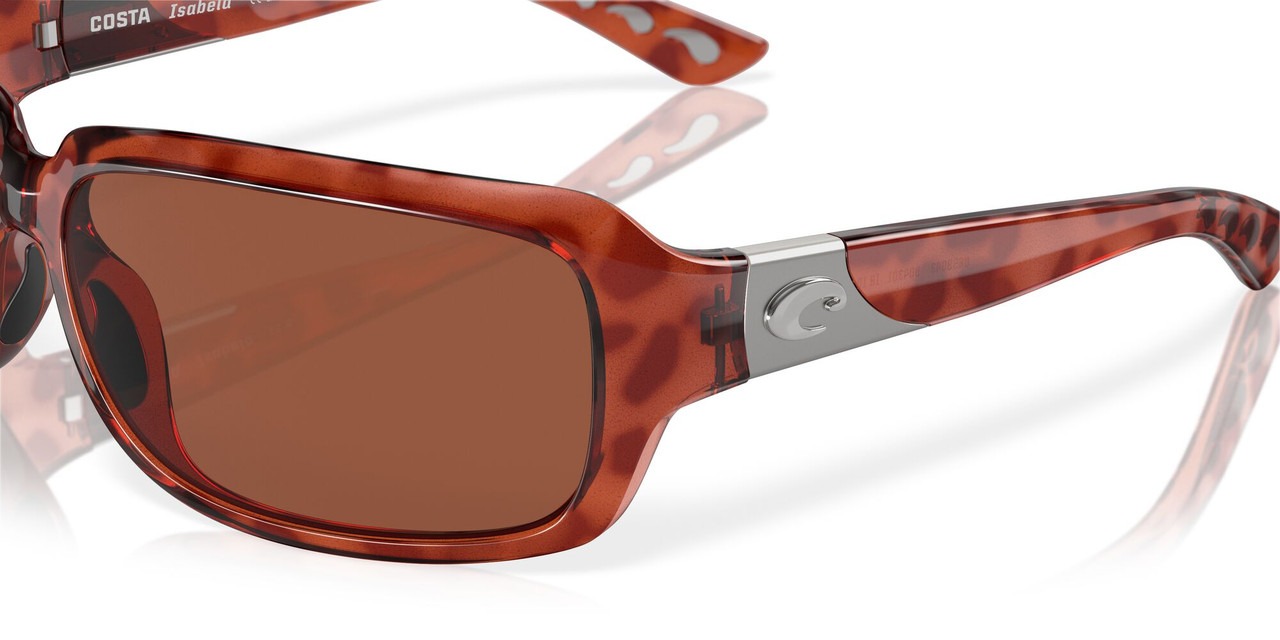 Top View of Costa Del Mar Isabela Womens Sunglass Tortoise Havana/Polarized Copper 580P 64mm