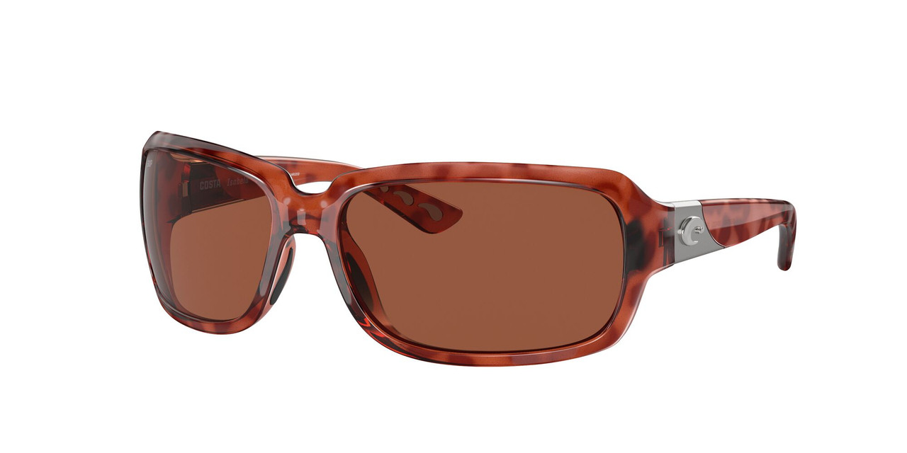Close Up View of Costa Del Mar Isabela Womens Sunglass Tortoise Havana/Polarized Copper 580P 64mm Alternate 1