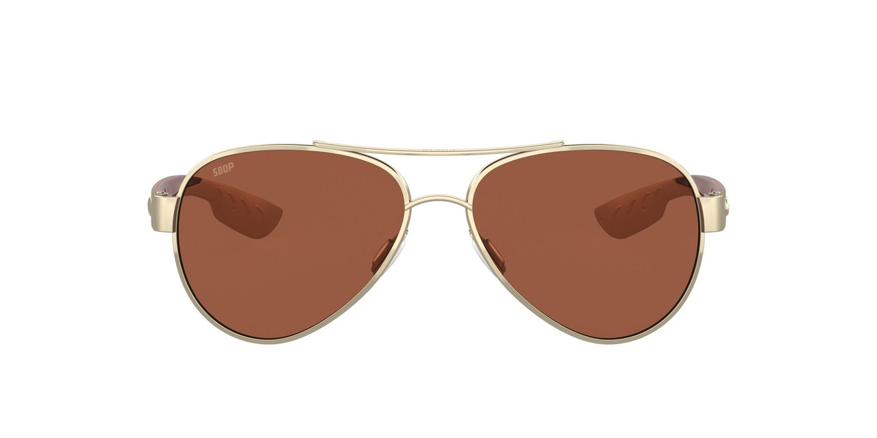 Side View of Costa Del Mar Loreto Women Pilot Sunglasses Rose Gold/Polarized Copper 580P 56mm Alternate 1