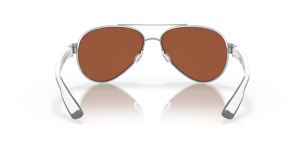 Front View of Costa Del Mar Loreto Women's Sunglasses Silver/Polarized Green Mirror 580G 56 mm Alternate 1