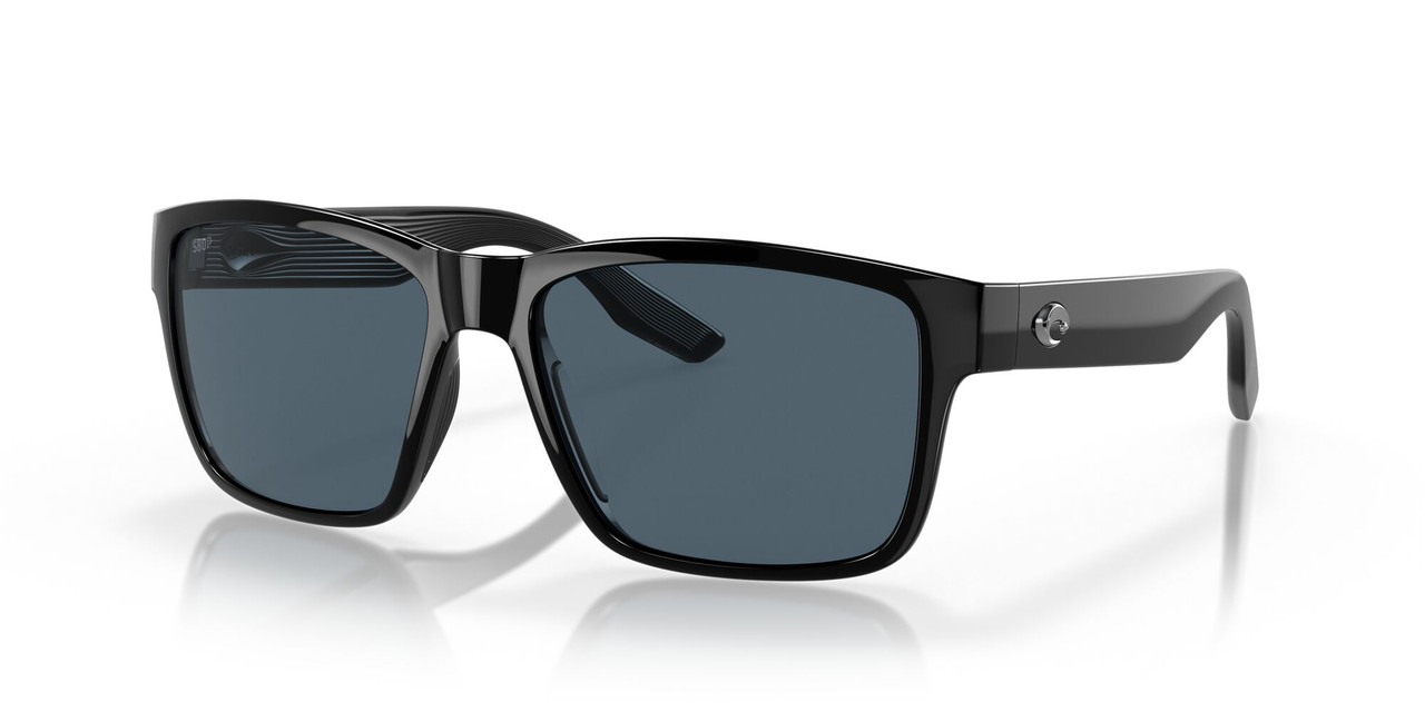Top View of Costa Del Mar Paunch Unisex Designer Sunglass in Black/Polarized Gray 580P 57 mm Alternate 1