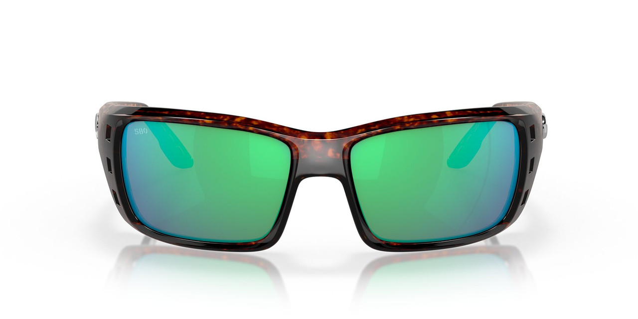 Front View of Costa Del Mar Permit Unisex Sunglasses Tortoise/Polarized Green Mirror 580G 63mm
