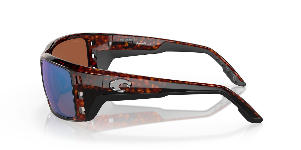 Side View of Costa Del Mar Permit Unisex Sunglasses Tortoise/Polarized Green Mirror 580G 63mm