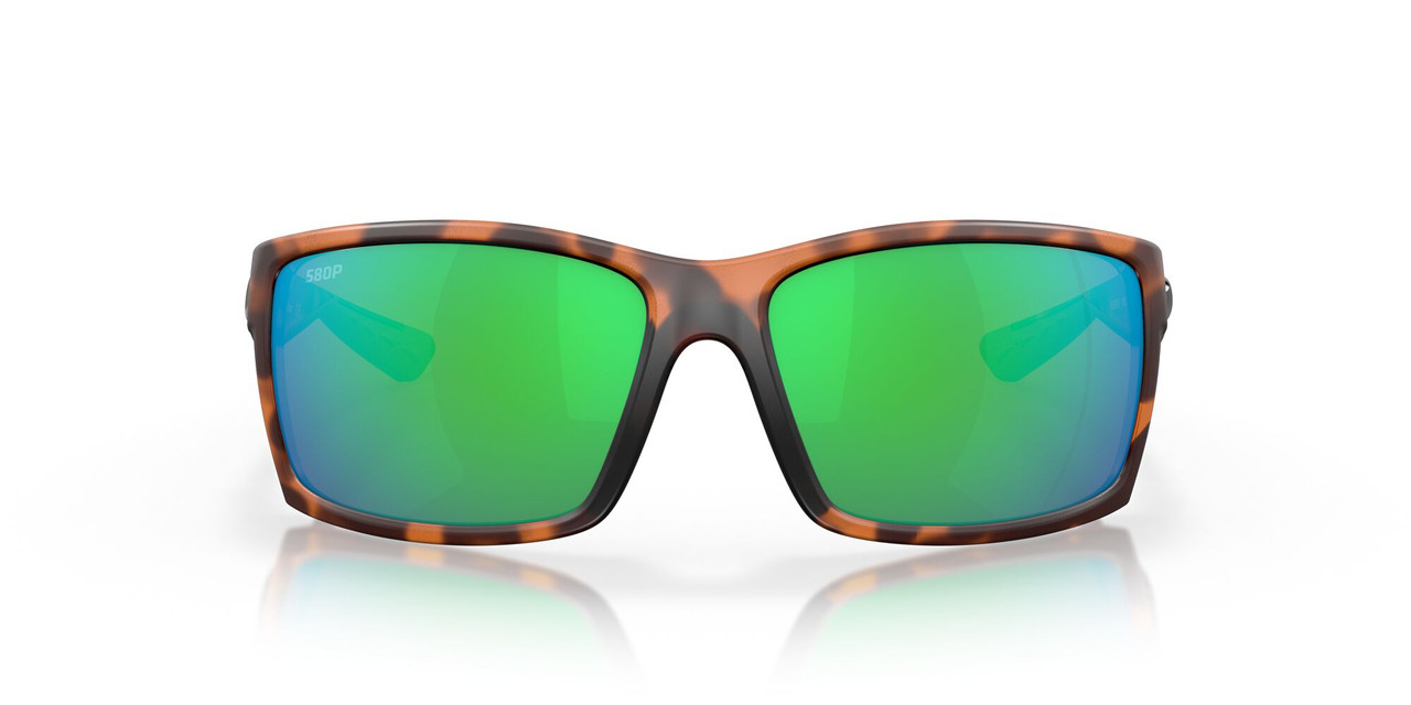 Front View of Costa Del Mar Reefton Unisex Sunglass Tortoise/Polarized Green Mirror 580P 64 mm