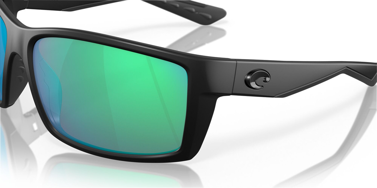 Top View of Costa Del Mar Reefton Unisex Sunglass in Black/Polarized Green Mirror 580G 64 mm
