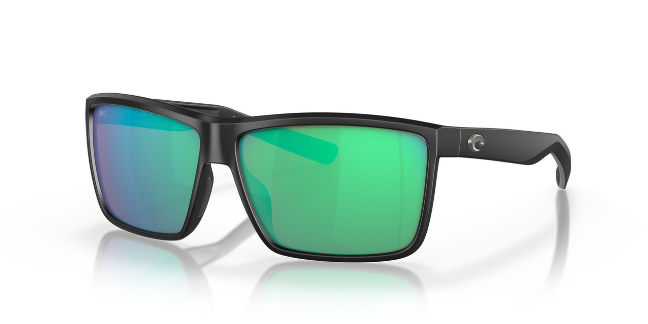 Profile View of Costa Del Mar Rinconcito Unisex Sunglass Black/Polarized Green Mirror 580G 60 mm