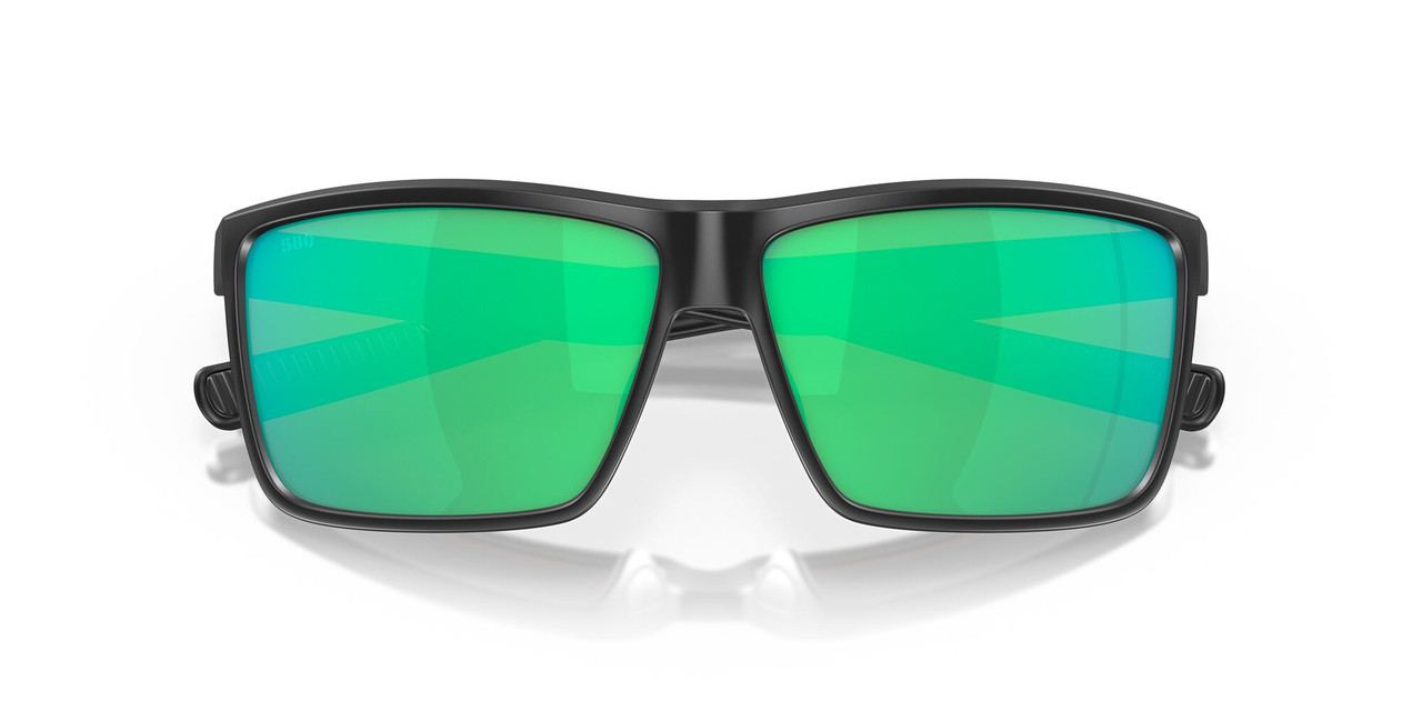 Close Up View of Costa Del Mar Rinconcito Unisex Sunglass Black/Polarized Green Mirror 580G 60 mm