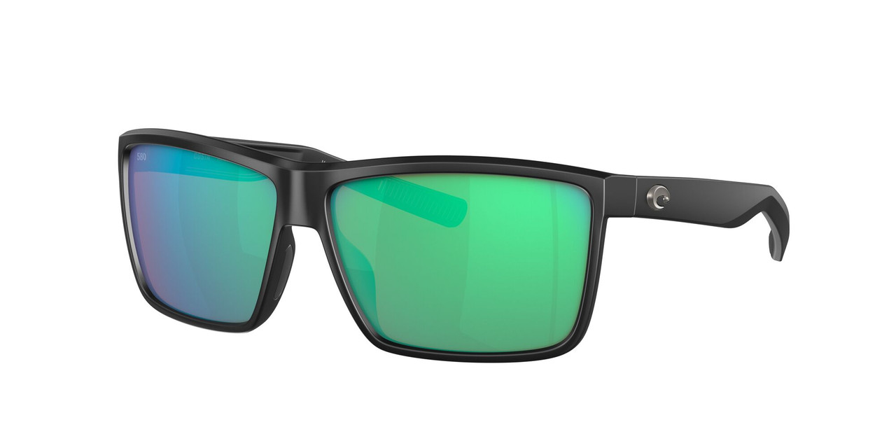 Close Up View of Costa Del Mar Rinconcito Unisex Sunglass Black/Polarized Green Mirror 580G 60 mm Alternate 1