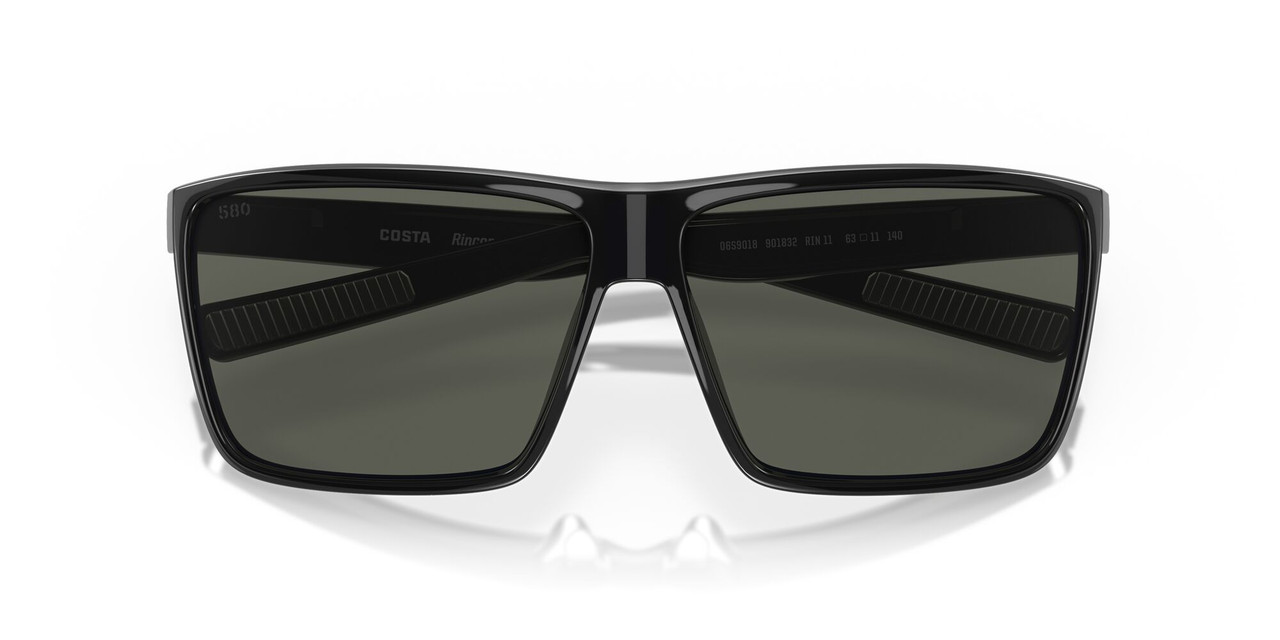 Close Up View of Costa Del Mar Rincon Unisex Square Sunglass Black/Polarized Gray 580G GLASS 63mm