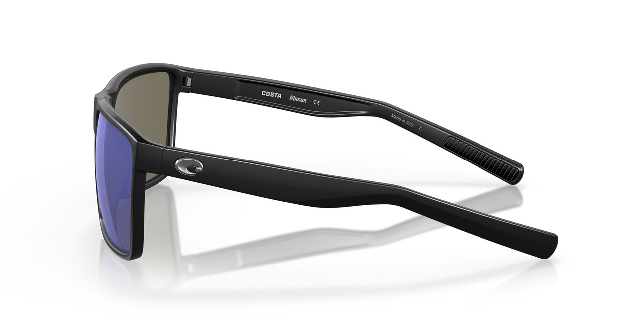 Side View of Costa Del Mar Rincon Unisex Sunglass Black/Polarized Blue Mirror 580G GLASS 63mm
