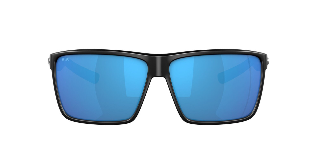 Close Up View of Costa Del Mar Rincon Unisex Sunglass Black/Polarized Blue Mirror 580G GLASS 63mm Alternate 1