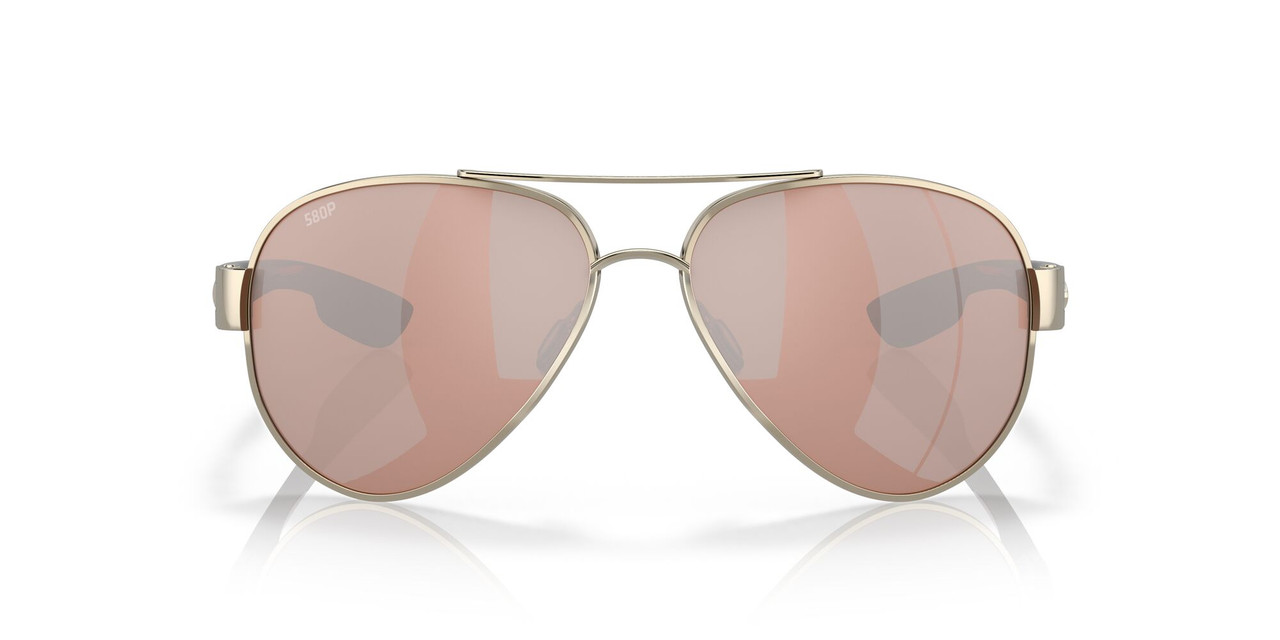 Front View of Costa South Point Sunglasses Rose Gold/Polarized Copper Silver Mirror 580P 59 mm