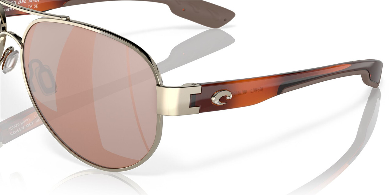 Top View of Costa South Point Sunglasses Rose Gold/Polarized Copper Silver Mirror 580P 59 mm