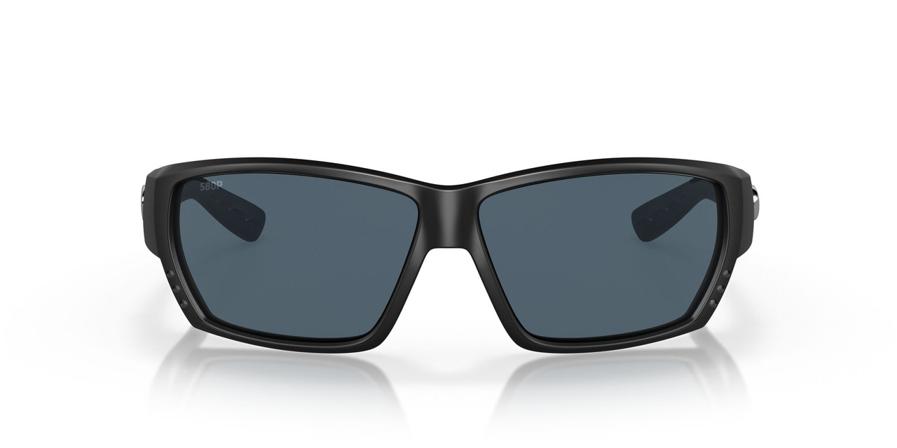 Front View of Costa Del Mar Tuna Alley Unisex Designer Sunglass Black/Polarized Gray 580P 62mm