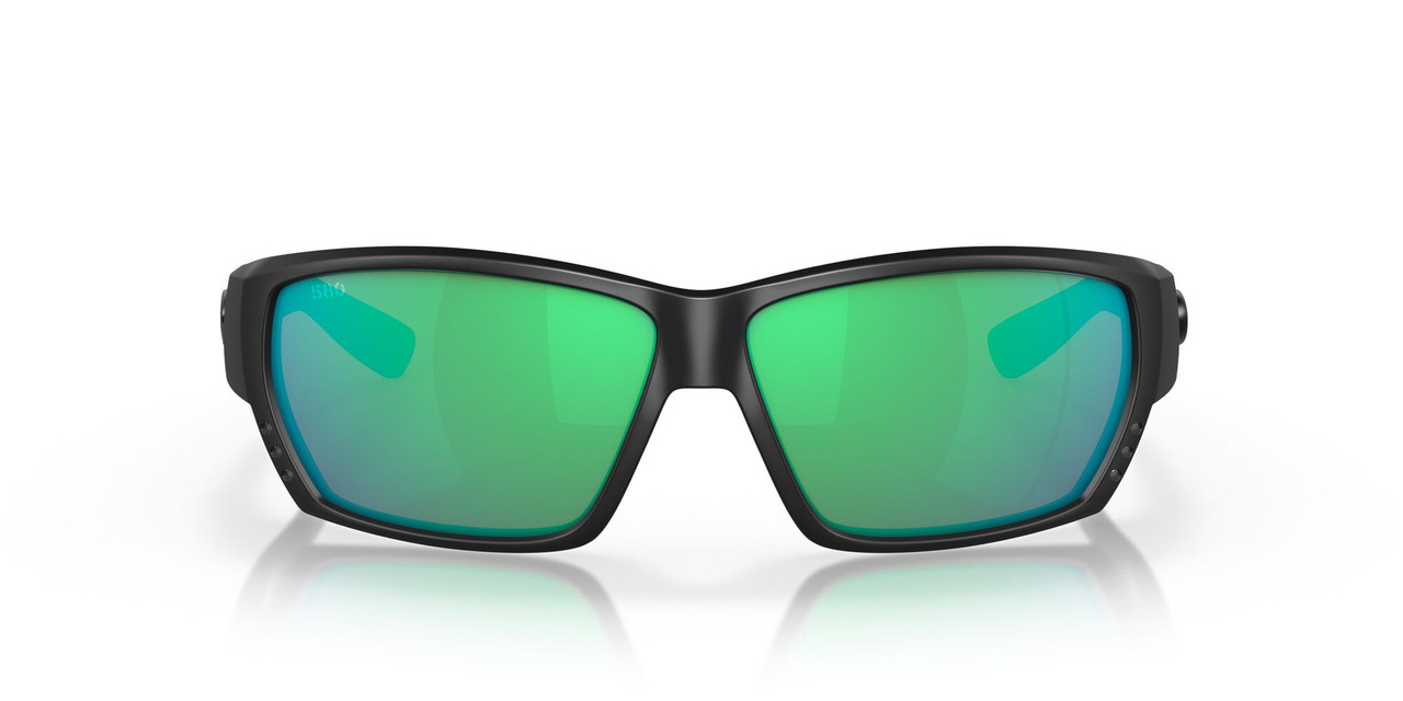 Front View of Costa Del Mar Tuna Alley Sunglass Black Blackout/Polarize Green Mirror 580G 62mm